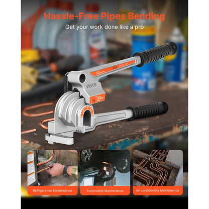 Pipe Tube Bender 3-in-1 Lever Type, Fits 1/4" 3/8" 1/2" O.D. Tubes, 0-180° Bending for Entryways, Bedrooms and Living Spaces