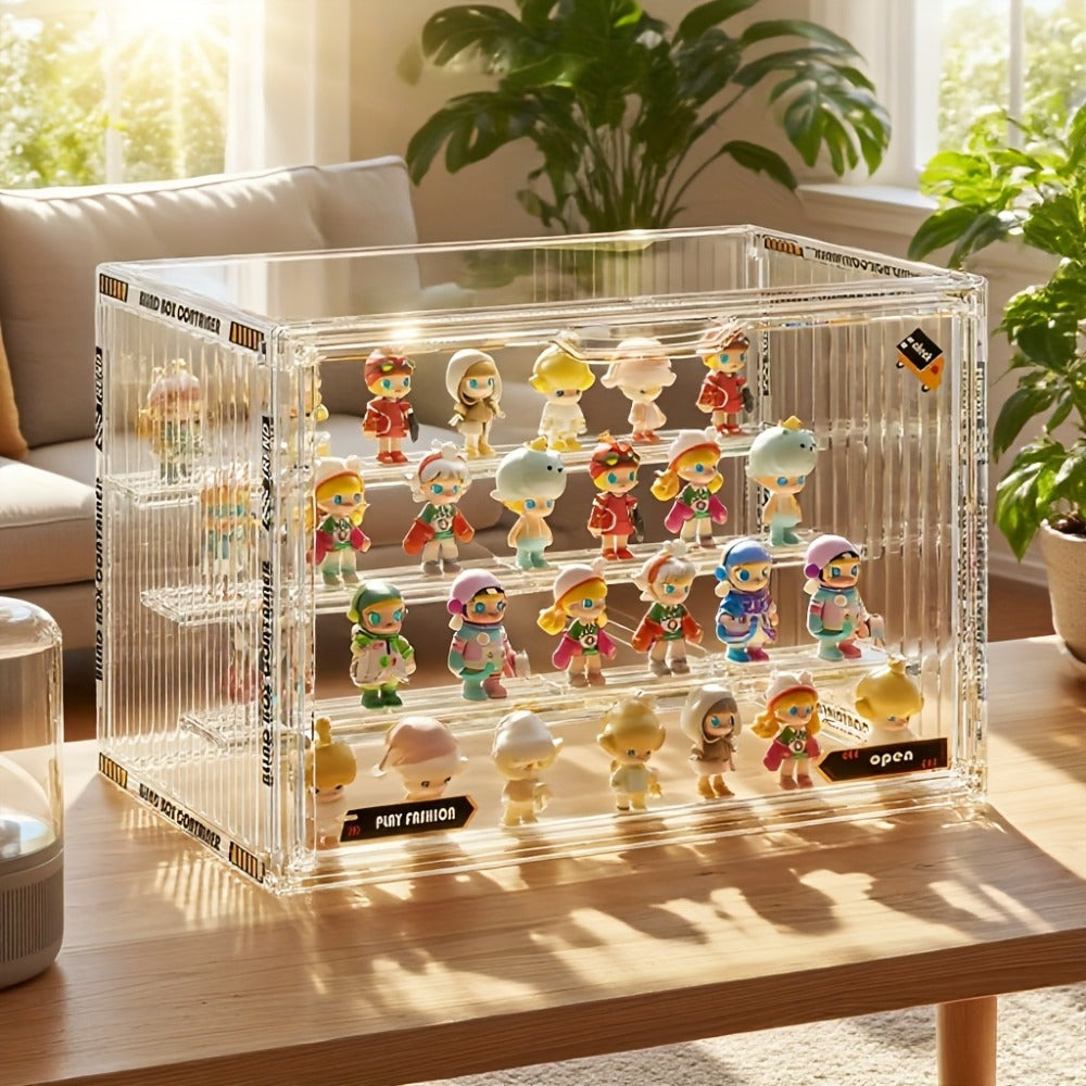4-Tier Acrylic Figure Display Case with Magnetic Design – Clear Collector Showcase Box for Action Figures Dolls Funko Pop Anime Desktop
