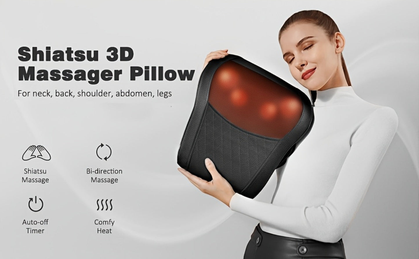 Neck Massager Pillow Heated Acupressure Electric Deep Tissue Kneading for Neck Shoulder Back Leg Relaxation Gift for Mom Dad Women Men