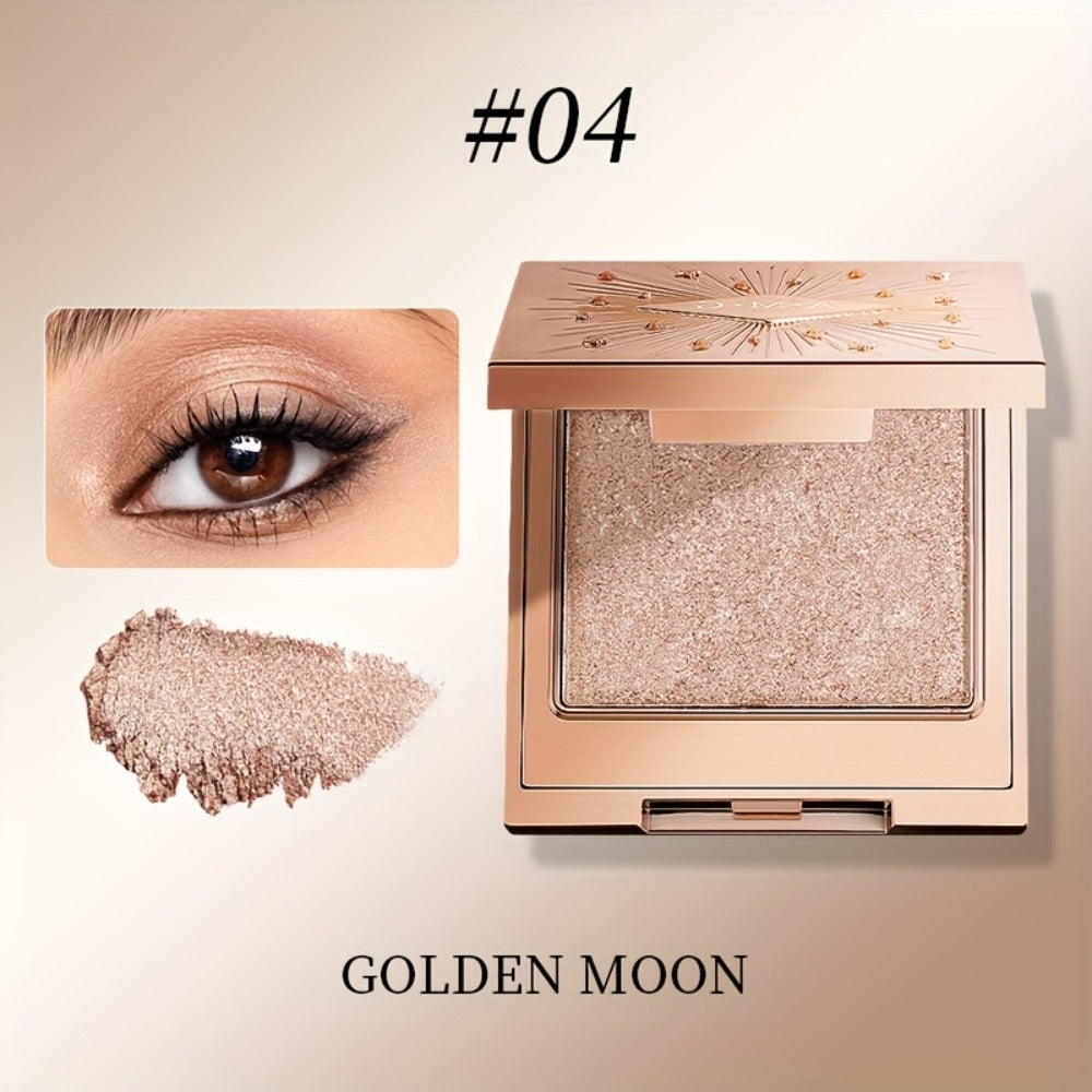 Shimmer Eyeshadow Palette 5 Shades Glowing Waterproof Creamy Blendable Formula with Built-in, for Makeup, Travel and Everyday Vanity Use