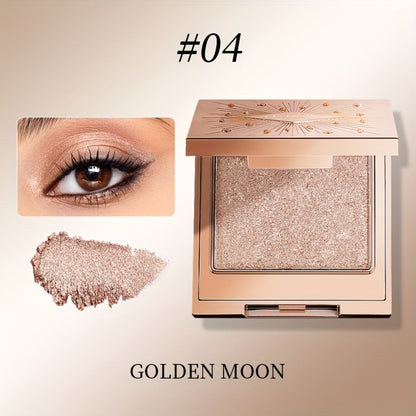 Shimmer Eyeshadow Palette 5 Shades Glowing Waterproof Creamy Blendable Formula with Built-in, for Makeup, Travel and Everyday Vanity Use