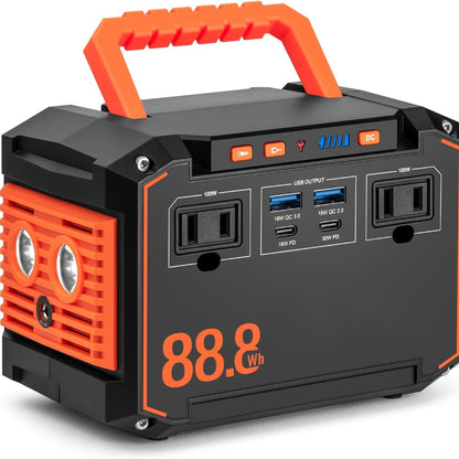 Portable Solar Generator Power Station 350W – 88.8Wh / 111Wh / 240Wh LiFePO4 Battery with AC DC USB Ports for Camping, RV