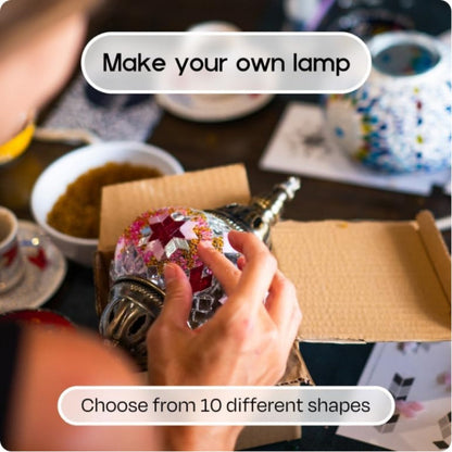 DIY Mosaic Lamp Kit Handmade Glass Table Lamp, Colorful Stained Glass Bedside Night Light with Antique Bronze Base