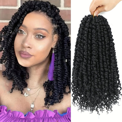 Pre-Looped Passion Twist Crochet Hair 8 Packs Pre-Twisted Curly Ends Bohemian Short Twist Braids