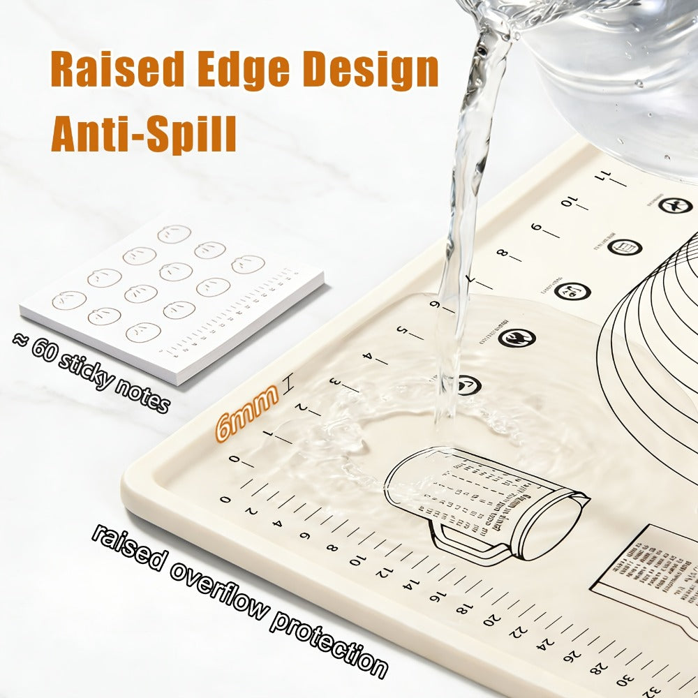 Silicone Baking Mat Set 4pcs, Extra Thick Non-Stick Pastry Mat with Measurement Scales, Non-Slip Dough Kneading Mat, Includes Rolling Pin