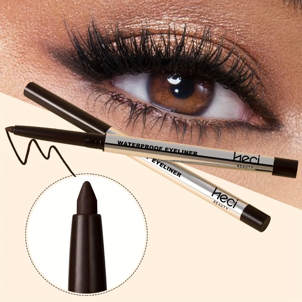 Quick-Dry Brown & Black Gel Eyeliner Pencil 3 Pack Waterproof Smudge-Proof, for Makeup, Travel and Everyday Vanity Use