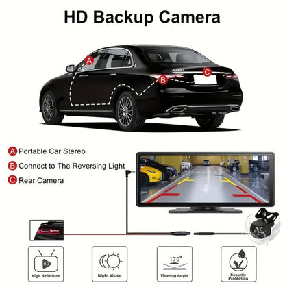 10.26 Inch Car Screen with Wireless CarPlay & Android Auto – Ultra HD Bluetooth Car Monitor, Dual Camera, Reversing Assist, Navigation