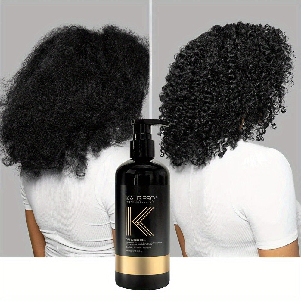 Curl Defining Cream and Detangling Brush Set by KALISPRO with One or Two 300ml Pump Bottles