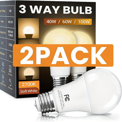 3-Way LED Light Bulb A19 40 60 100W Equivalent 1500 Lumens E26 Base – Soft White 2700K & Daylight 5000K Three-Way Bulb for Bedroom Living