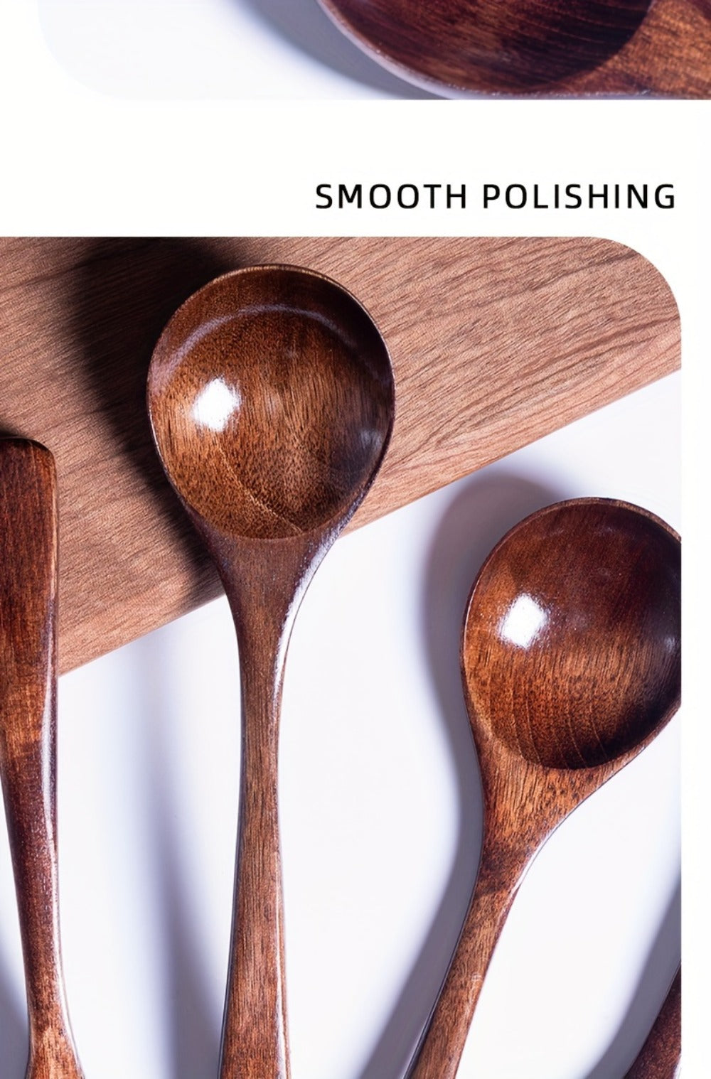 Kitchen Utensils Set of Eight 7.28in Natural Wood Spoons for Coffee, Tea, Dessert and Table Serving