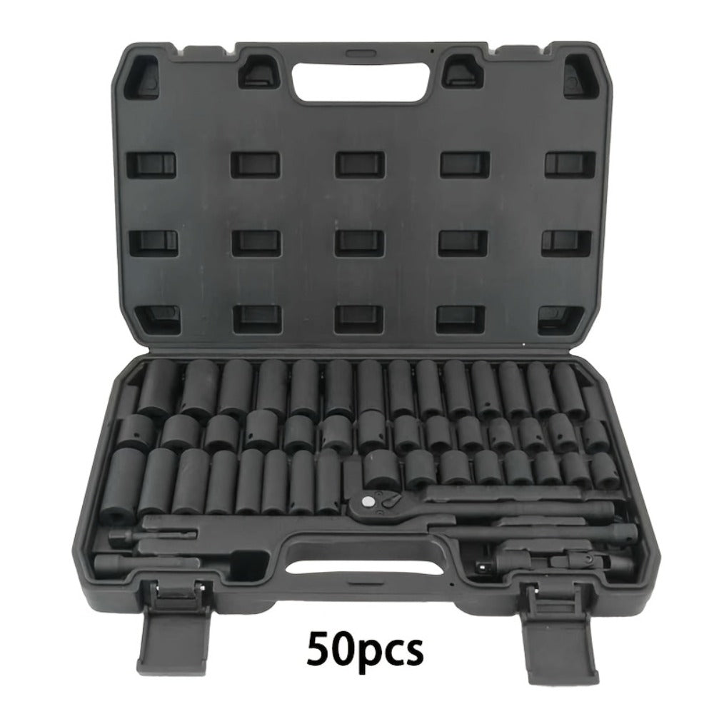 Impact Socket Set in 53, 54, 194 or 518-Piece Options with 3/8-Inch Drive, Metric and Imperial Sizes for Car Repair and DIY