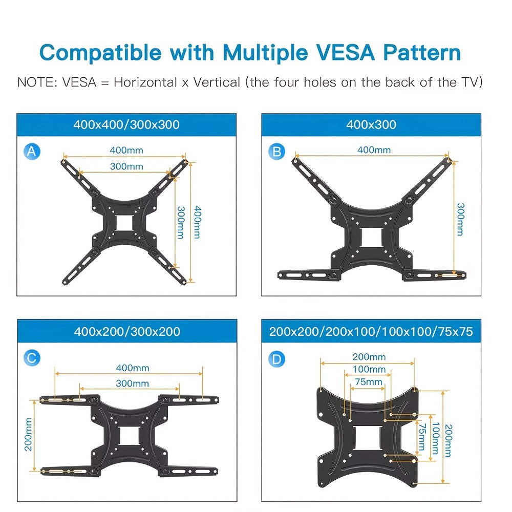 Compact Dual-Arm Full-Motion TV Wall Mount for 26-57 Inch Screens with Swivel, Tilt and Extension