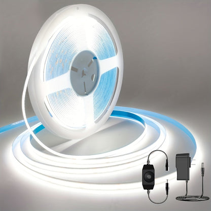 COB LED Strip Light 4800LEDs 32.8FT No – High Density Dimmable Knob Switch Ultra-Thin 8mm Flexible for Home, Desk and Accent Lighting