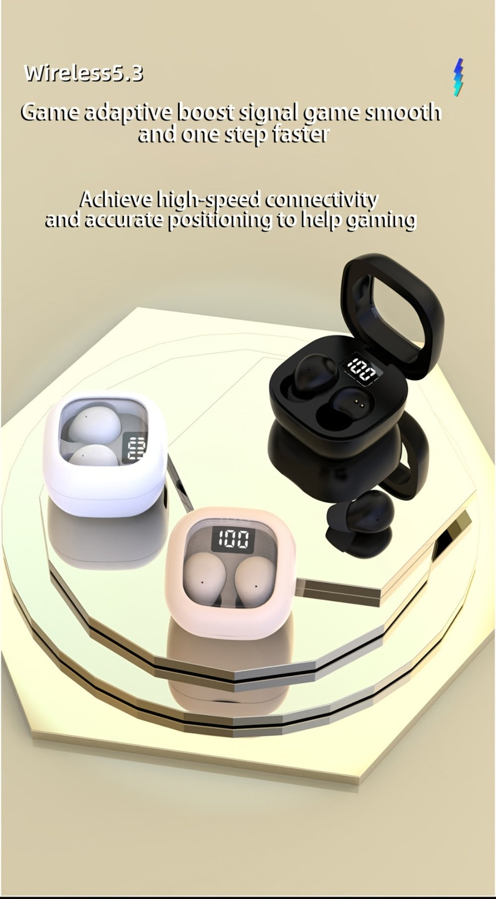 Wireless Earbuds Mini In-Ear Set with Compact Charging Case and Black, Khaki or White Color Choices