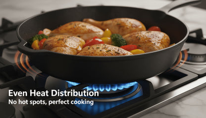 Cast Iron Cookware Set for Kitchen Camping BBQ – Non-Stick Skillet Dutch Pot Frying Pan Baking Tray Griddle Options