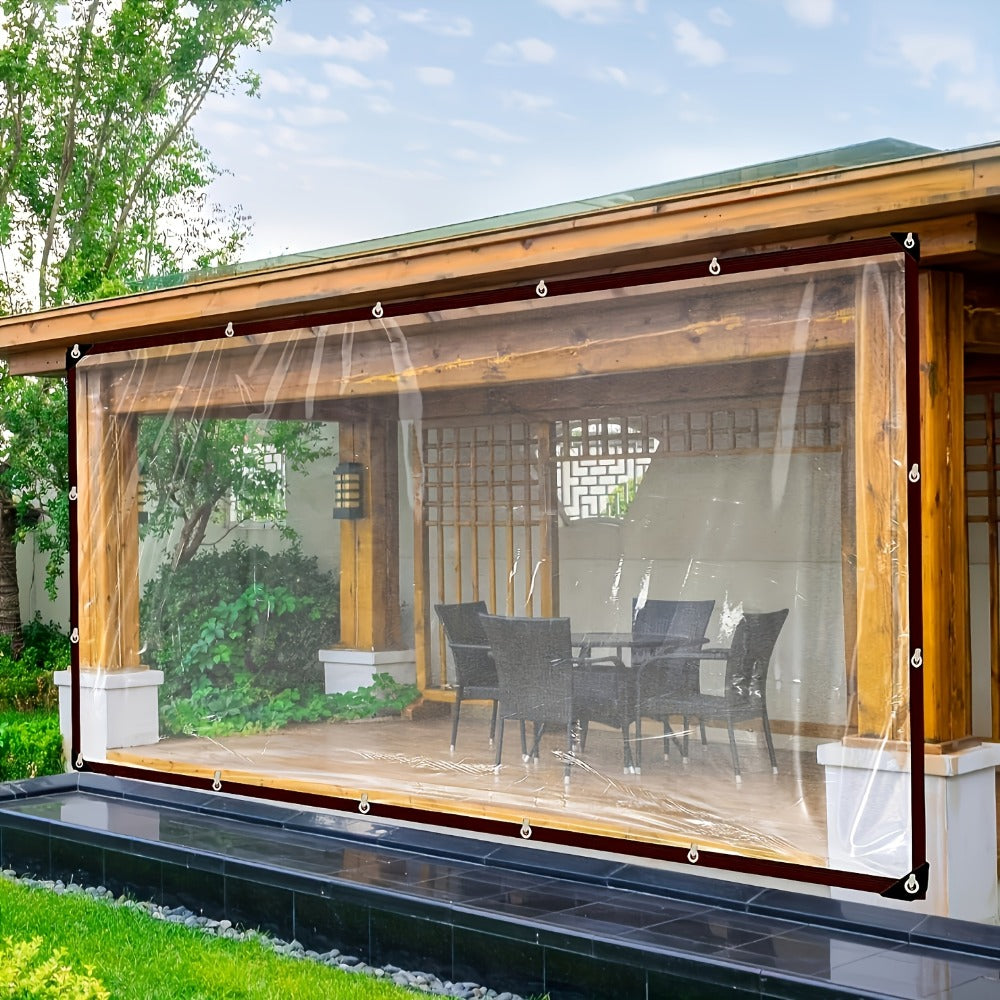 Clear Tarp Thickened Outdoor Cover with Sealed Edges, Transparent Rain Tarp for Patio, Porch Awning