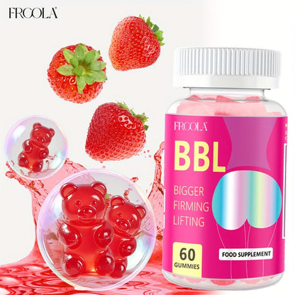 Women's BBL & BBG Herbal Gummies, Bum & Chest Enhancement Support Supplement for Women, Strawberry Flavor