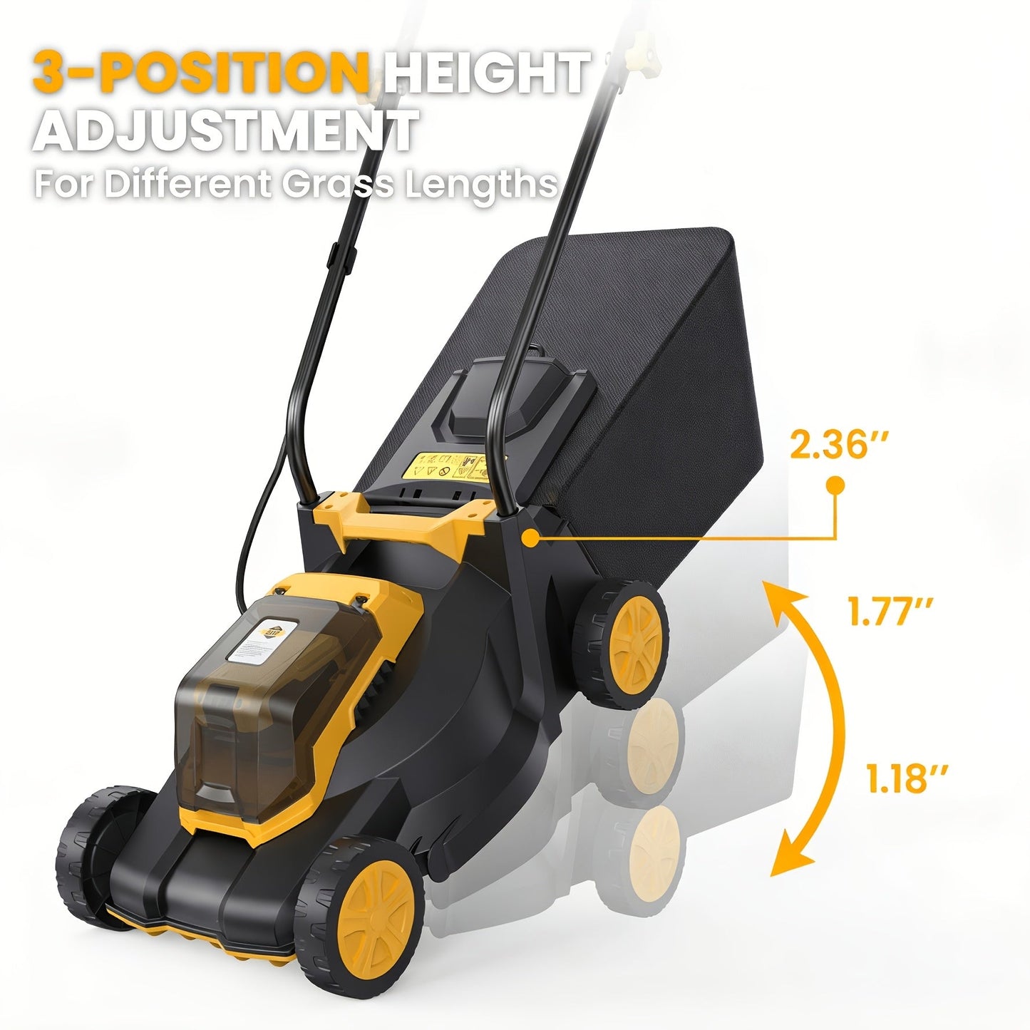 Brushless Cordless Lawn Mower 20V Compatible with Dewalt 20V MAX Battery 14-Inch 700W Pure Copper Motor for Garden, Patio and Yard Use