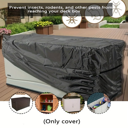 Black Patio Deck Box Cover with Buckle Straps in 51-, 58- or 62-Inch Length Options and Three Profiles