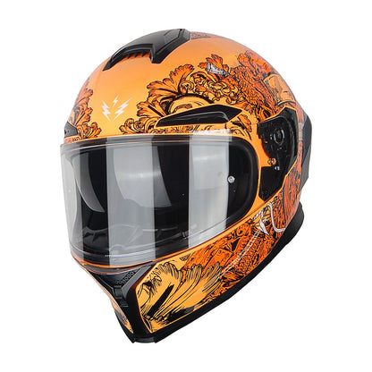 Motorcycle Helmet Full-Face Dual-Visor Shell with Clear Outer Shield, Smoked Inner Visor, Nine Colors and S-XL Sizes