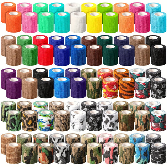 Cohesive Bandage Wrap 100 Rolls – 2 Inch x 5 Yards Self-Adhesive Elastic Athletic Tape for Wrist, Ankle & Sports Support | Non-Woven Medical