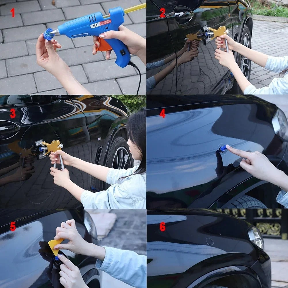 PDR Paintless Dent Repair Kit 21pcs – Car Dent Puller with Hot Glue Gun, Bridge Puller & Suction Tabs, DIY Auto Body Dent Removal Tool Set