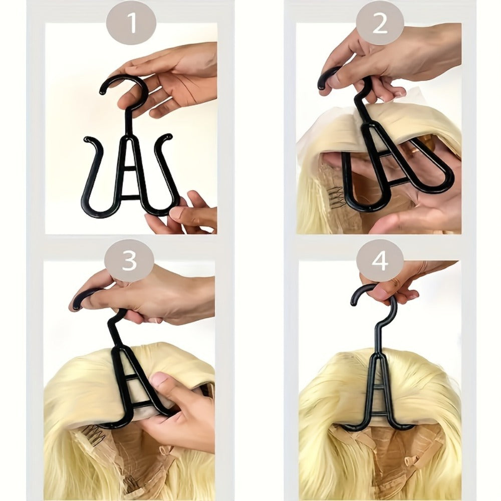 Hanging Wig Storage Bags, Six-Piece Black Set with Clear Front Panels, Zippers and Integrated Hangers