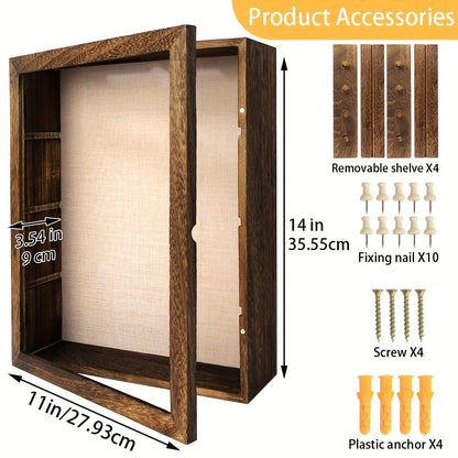 Shadow Box Frame with Linen Back, Large Rustic Memory Display Case 11x14 & 12x16 Inch for Photos