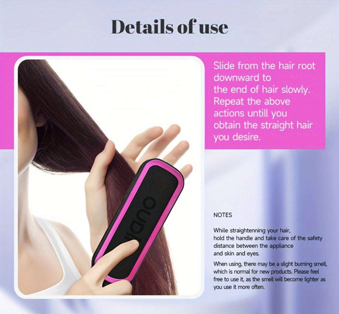 6-Setting Ionic Hair Straightener Brush with Fast Heat-Up & Anti-Scald Protection, for Home, Travel and Salon Hair Styling
