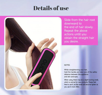 6-Setting Ionic Hair Straightener Brush with Fast Heat-Up & Anti-Scald Protection, for Home, Travel and Salon Hair Styling