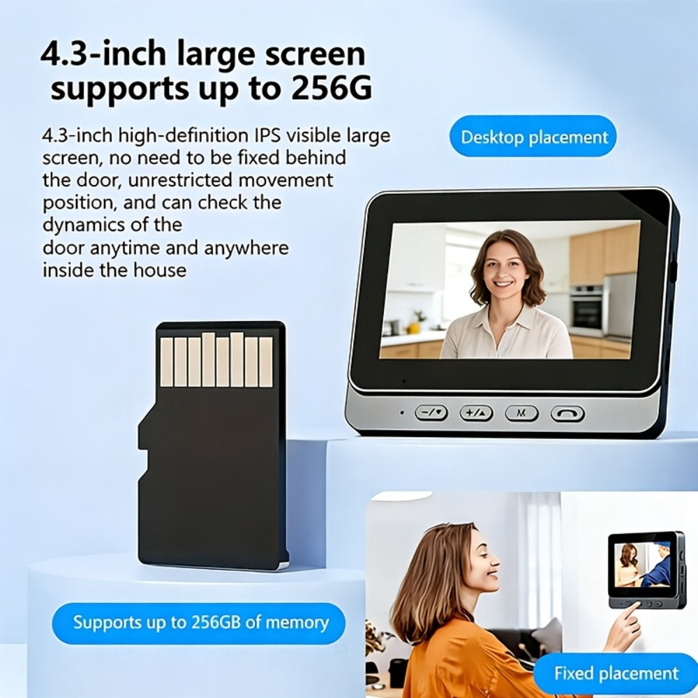 No WiFi Video Doorbell with 4.3" Indoor Monitor 1080P FHD, 120° Wide Angle, 850nm Night Vision, Two-Way Video Intercom