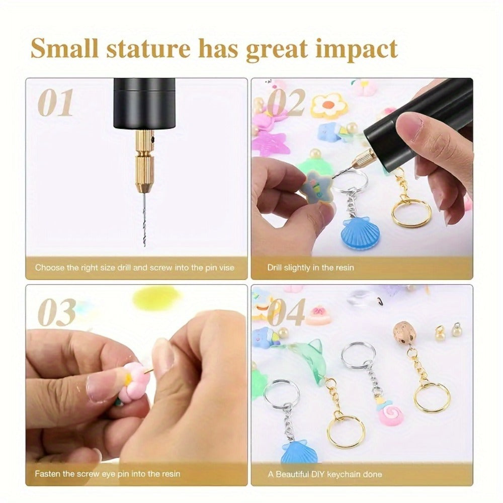 131PCS Resin Drilling Tool Set for Jewelry Making, 100 Eye Screws Gold & Silver, 8 Spiral Drill Bits