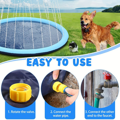 Dog Splash Pad for Large Dogs Extra Thick 0.6mm, Sprinkler Pool & Cooling Mat for Jumbo & Big Breeds