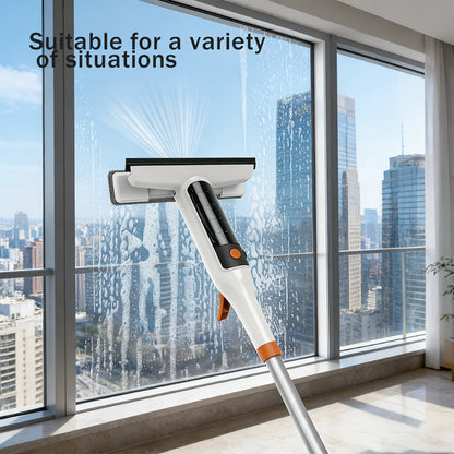 3-in-1 Glass Cleaning Kit with Durable Metal Pole & Scraper, Window Cleaner Tool for High Windows Shower Doors Car Windshields