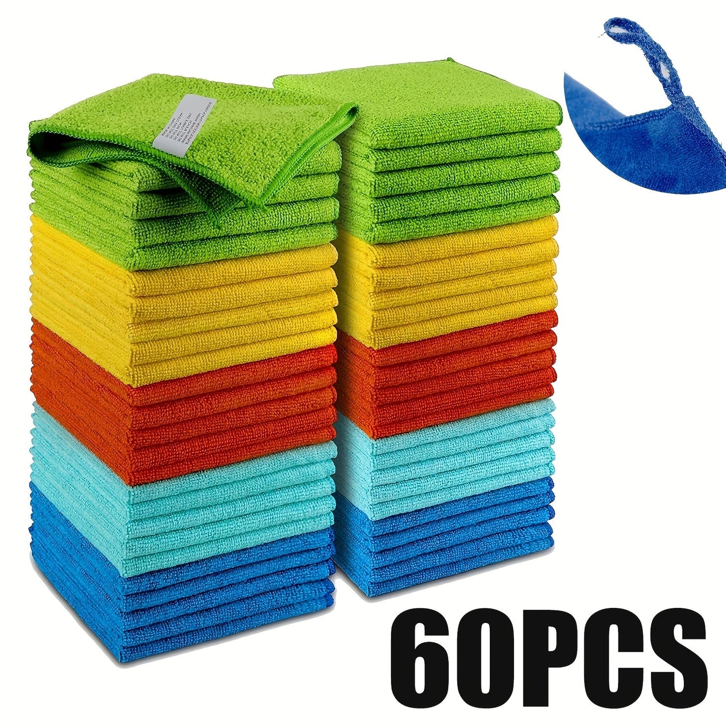 Microfiber Cleaning Cloths 50/60 Pack – Ultra-Soft Scratch-Free Towels for Car Detailing, Kitchen & Home, Quick-Dry Absorbent Lint-Free