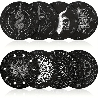Pendulum Board Wooden 8 Pack – Retro Wiccan Divination Board 6 Inch with Metaphysical Messages Dowsing Board for Beginners Witchcraft