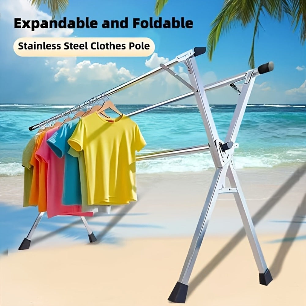 Clothes Drying Rack Collapsible Freestanding, Heavy Duty Stainless Steel Laundry Drying Rack Indoor Outdoor