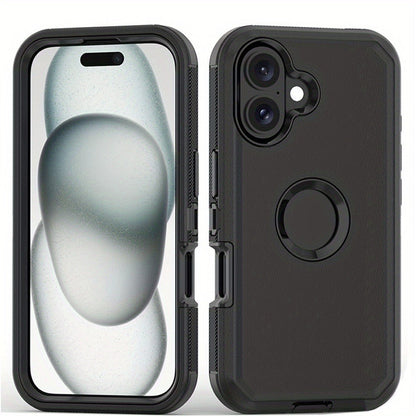 Phone Case Dual-Layer TPU and PC Hybrid Cover for iPhone 16 Plus in Black, Orange or Green