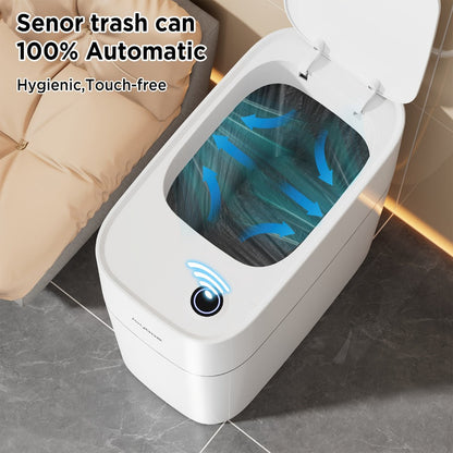 Touchless Trash Can 3.8 Gal 14L Infrared Motion Sensor, Auto-Open Lid, Wind Adsorption Auto-Expand Bag