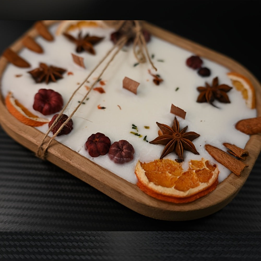 Multi-Wick Candle in Boat-Shaped Holder with Botanical Details and Two Fragrance Selections
