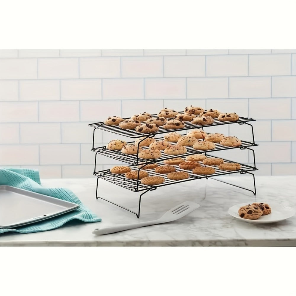 Cooling Rack for Baking Set of 3 Collapsible Stackable Wire Rack Stainless Steel Cookie for Home Cooking, Dining and Outdoor Meals