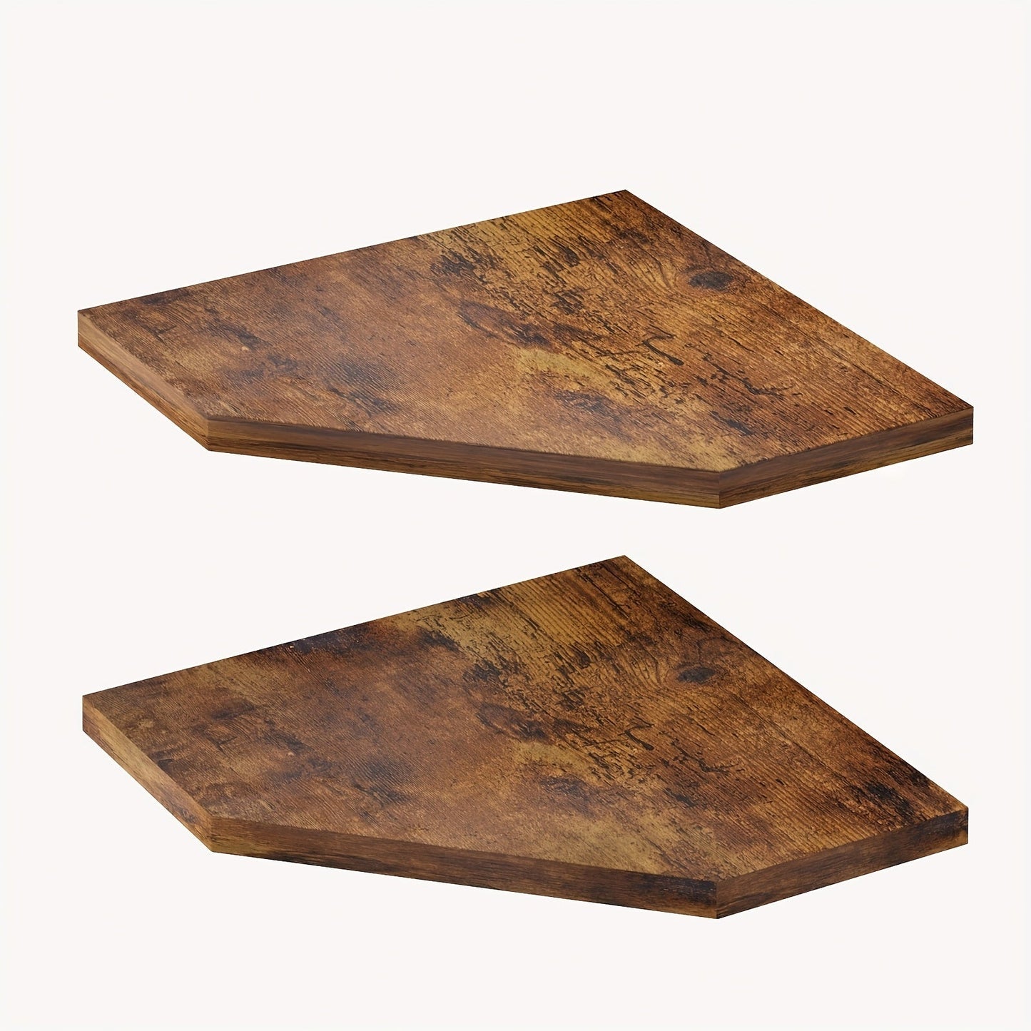 Corner Wall Shelf Set with 13.9-Inch Front Edge, Brown, Black or White Finish and 2, 4 or 6 Pieces