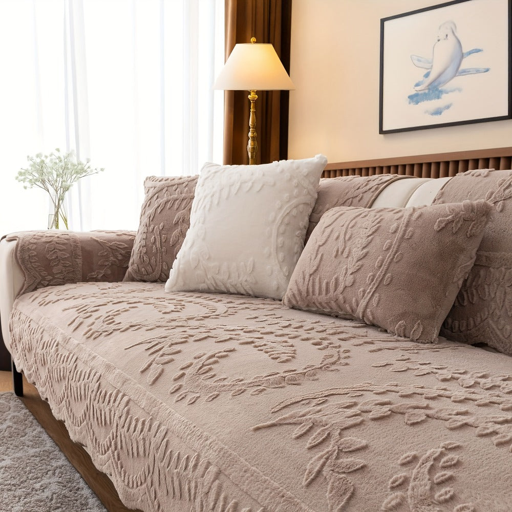 Sofa Cover Quilted Plush-Texture Panels in 35.5-Inch Width for 1 to 4 Seats, Backrest or Armrest