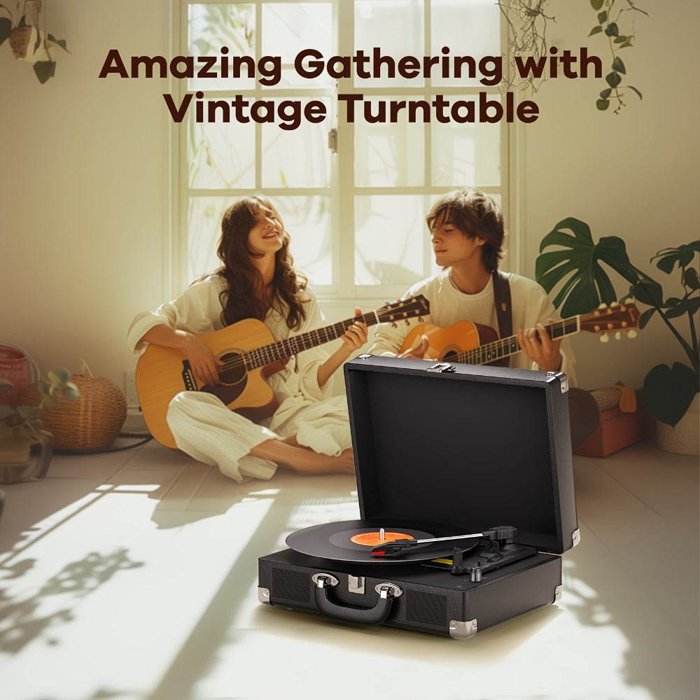Bluetooth Vinyl Record Player with Built-in Speakers, Maio C200 3-Speed Belt-Driven Turntable, Hi-Fi Stereo Gramophone