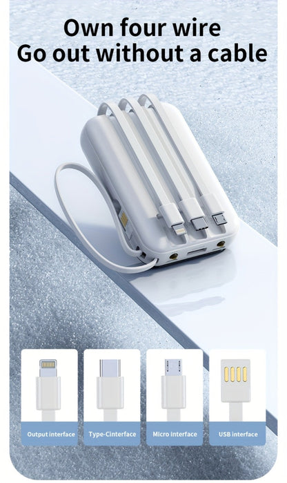Power Bank 50000mAh 22.5W with Integrated Cable Array, Digital Display and LED Flashlight in Two Colors