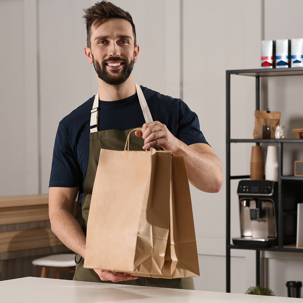 Brown Kraft Paper Gift Bags 150-Piece Mixed-Size Pack with Handles and Source-Listed 110G Paper