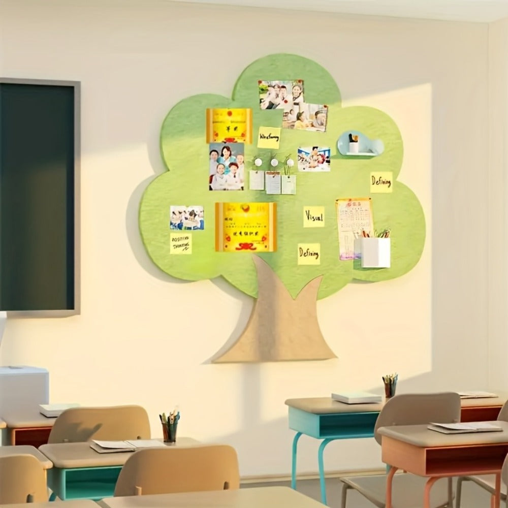 Felt Wall Organizer Tree Shape Memo Board 23.6x23.6 Inch Self-Adhesive – Decorative Felt Board for Home, Office