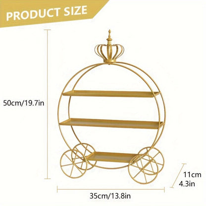 Cupcake Stand Gold Round Dessert Display Tower with Crown Handles for Entryways, Bedrooms and Living Spaces