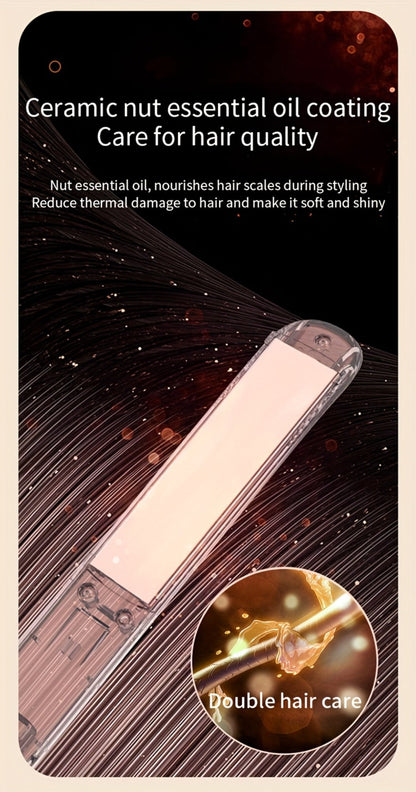 Wireless Hair Straightener and Curling Iron 2-in-1 Ceramic Cordless Hair Styler USB-C for Home, Travel and Salon Hair Styling