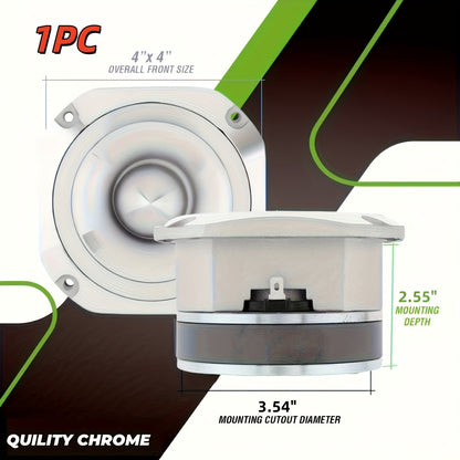 4 Inch Bullet Tweeter 600W Aluminum Frame – 6 Ohm Chrome HiFi Super Tweeter for Car Audio System, Stereo High-Frequency Speaker